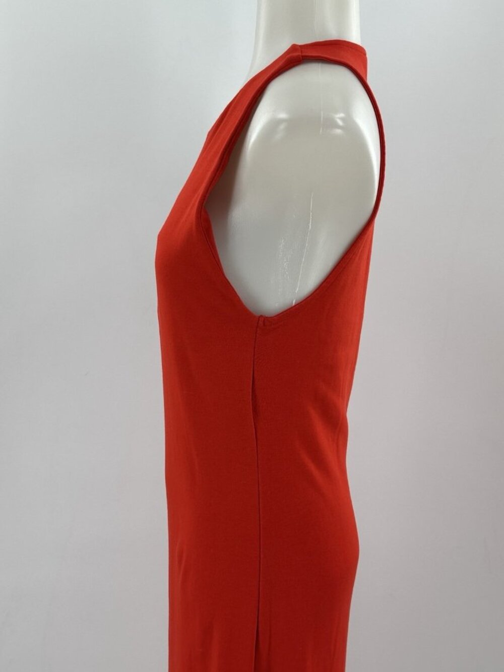 ZARA Red Knit Maxi Tank Dress Sleeveless Scoop Neck Bodycon Casual Chic Large - Picture 3 of 8